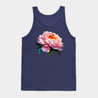 Vibrant Blush Pink Peony Flower Watercolor Painting Tank Top